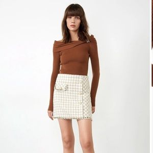 J.ING Beale Beige Plaid Skirt NWOT